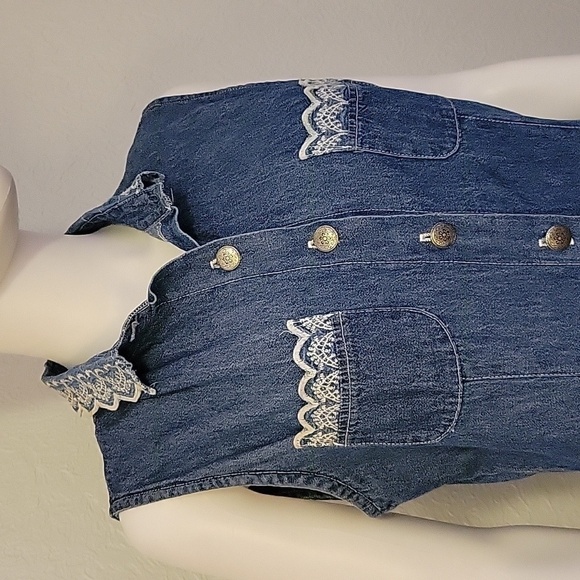 Vtg JIM ELLIOT Western Denim Chambray Sleeveless Button Down Midi Dress - Picture 4 of 14